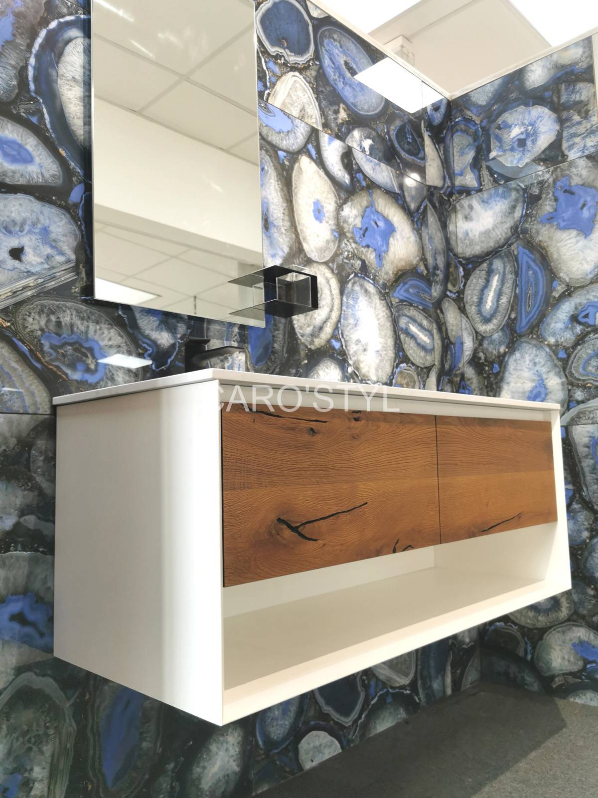 CARRELAGE IMITATION MARBRE AGATE BLEU CAROSTYL 