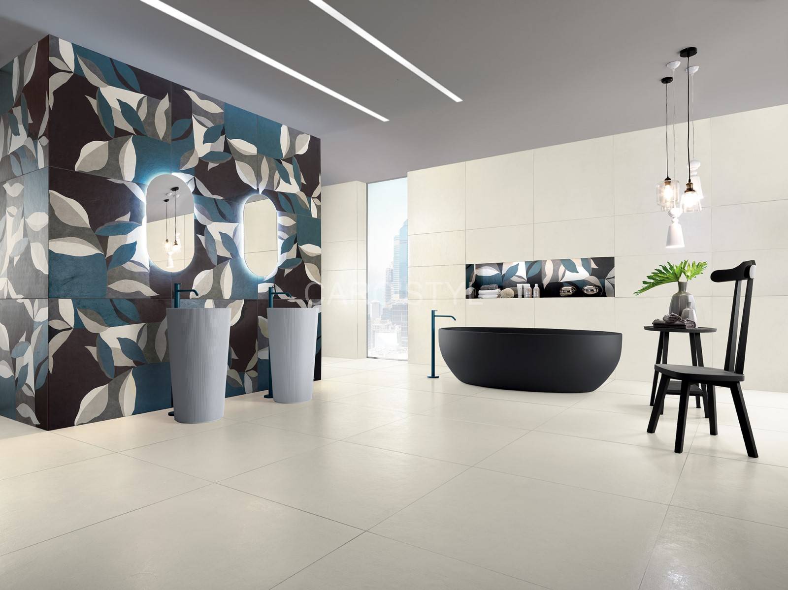 Dalle en grès cérame couleur claire carostyl