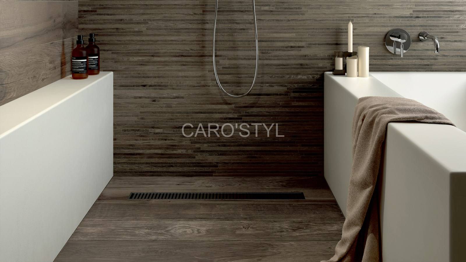 Grès cérame au mur et au sol effet bois pour apporter du charme près de Toulon