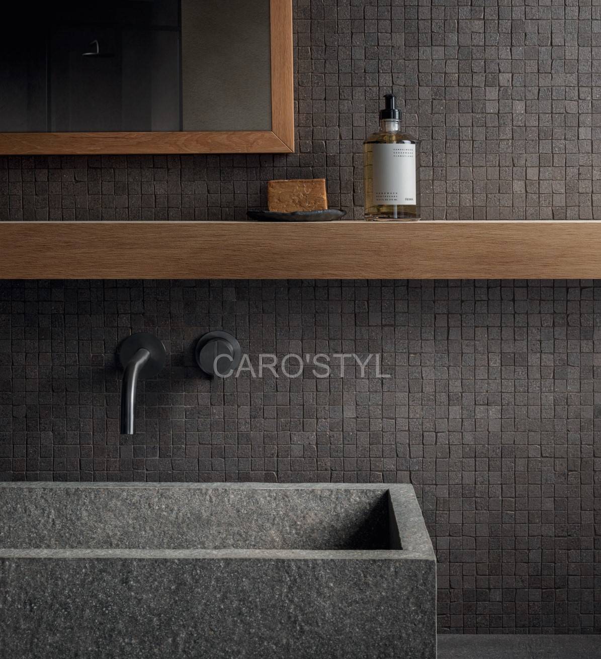 Carrelage surface veloutée effet pierre volcanique Annecy