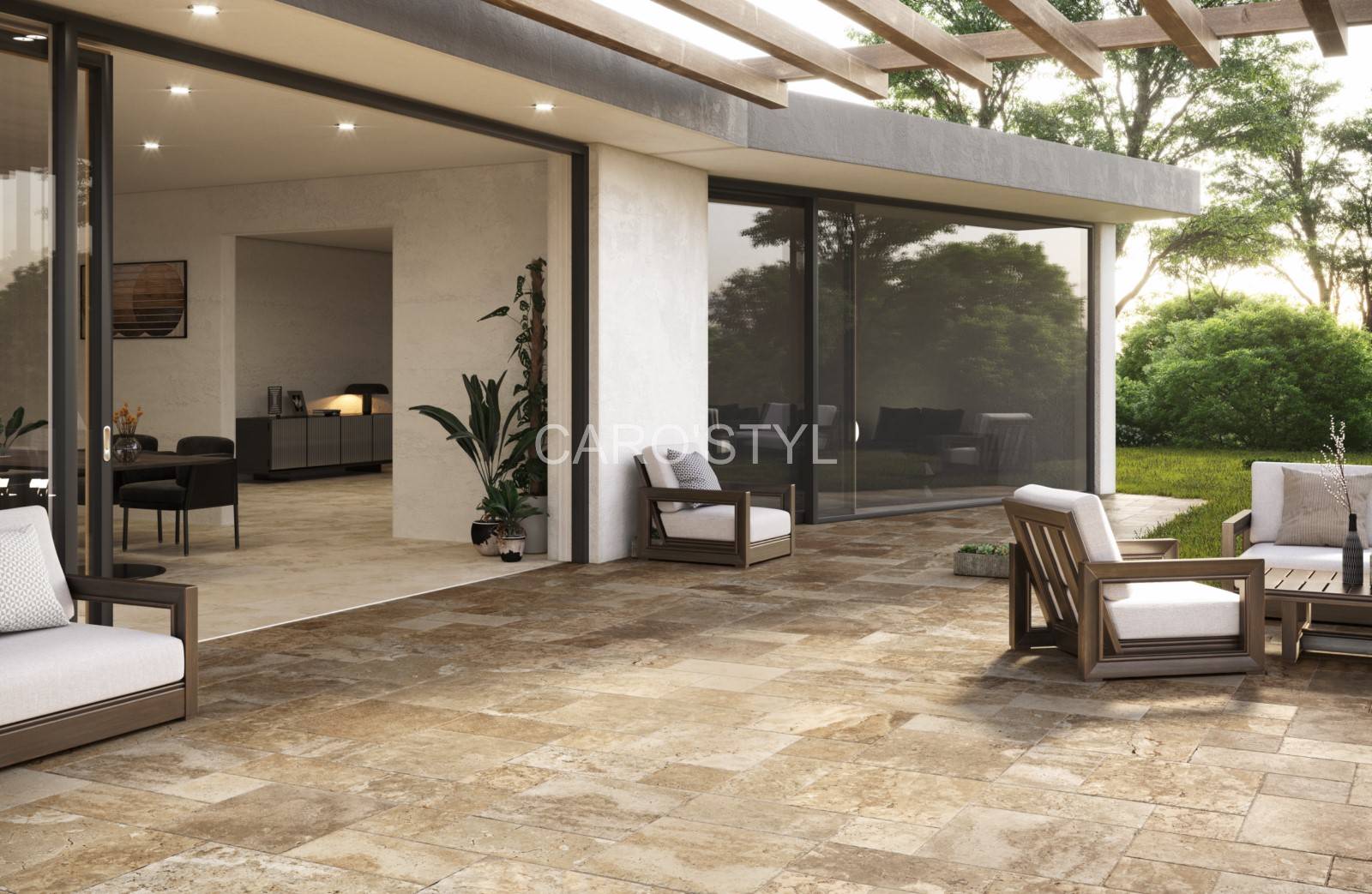 carrelage aspect travertin Var