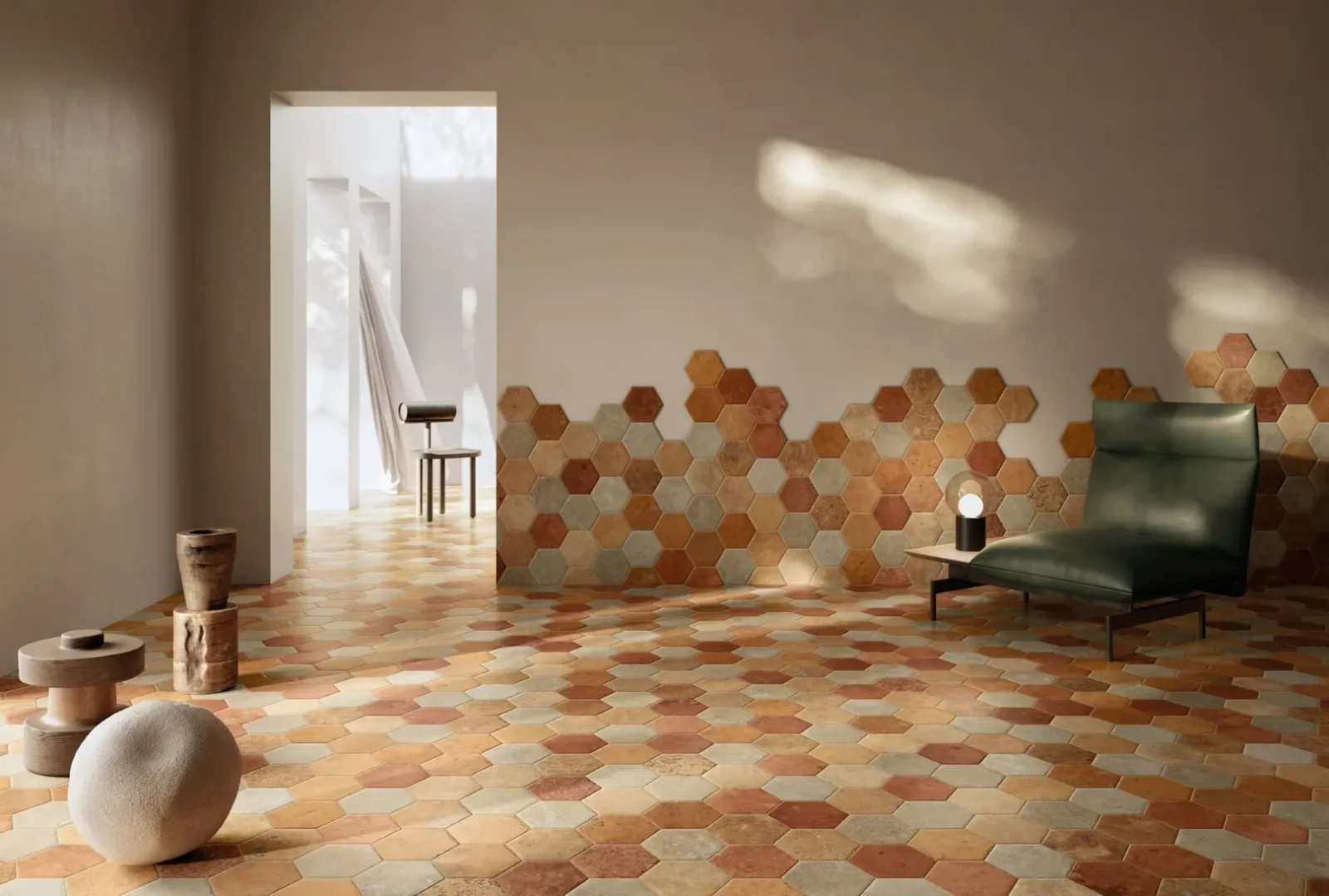 Campagnes d'Italie: Carrelage en grès cérame hexagone effet Terre Cuite italienne pour cuisine et Salle de Bain