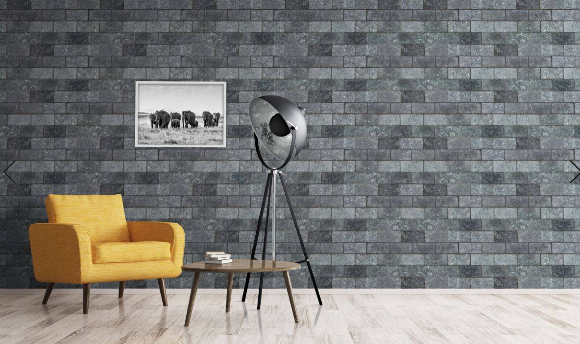 Travertin Capa Brick moderne pour habiller le mur d'un salon à Lyon 69001