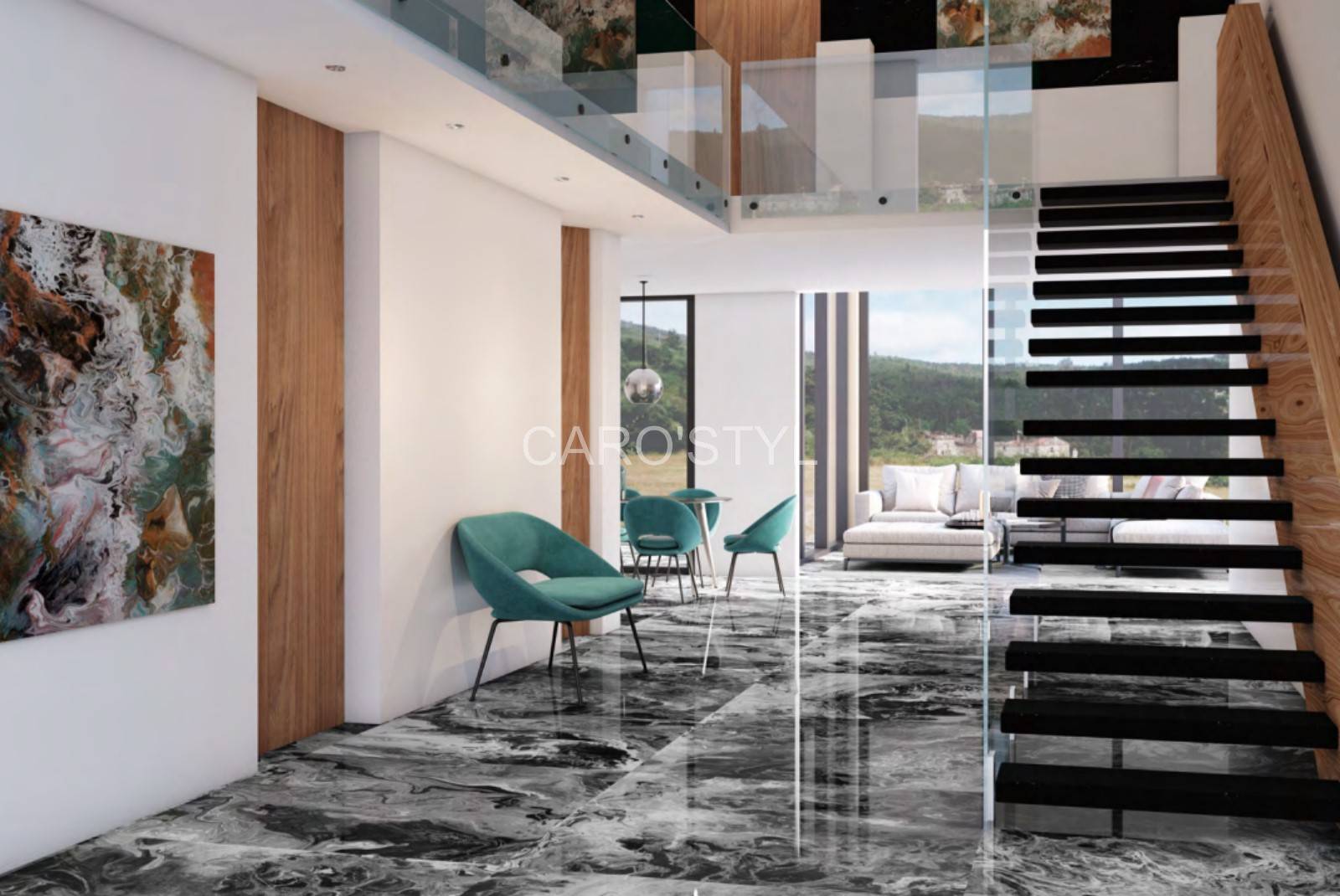 Collection Fluid Série Black , carrelage imitation marbre noire et blanc à St raph Var