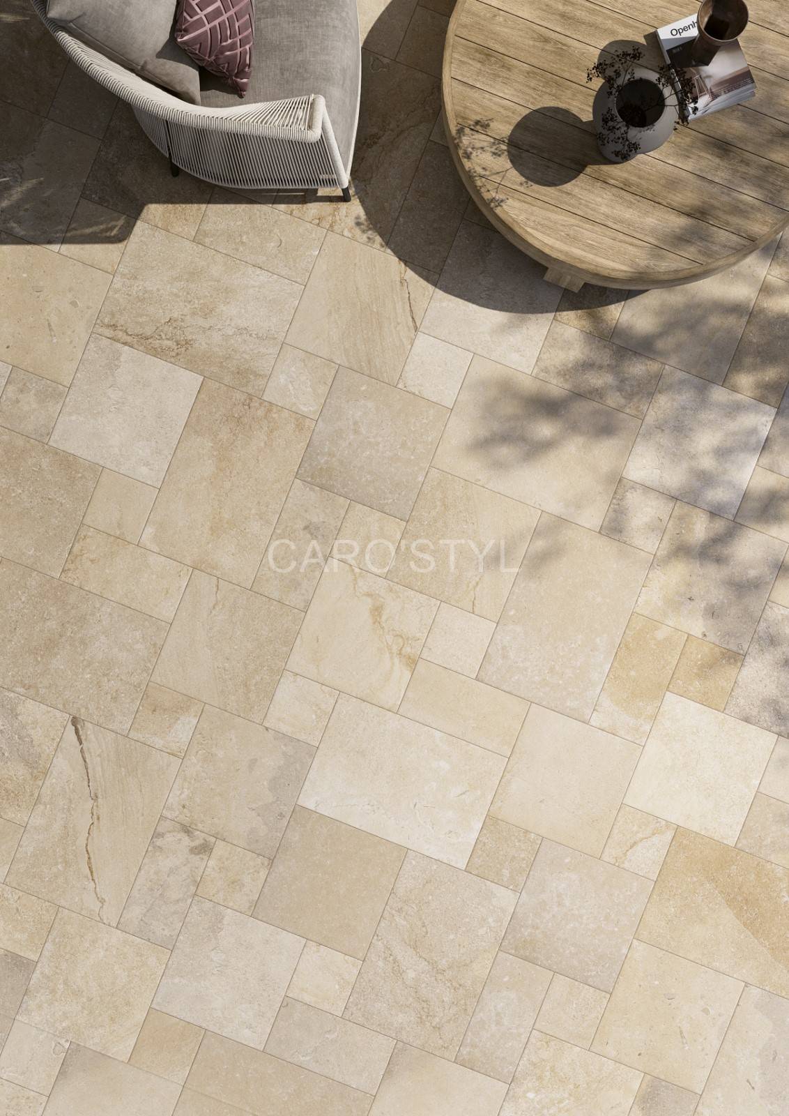 Hyères les Plamiers céramique format 4 opus Dorato sérié Tuffeau