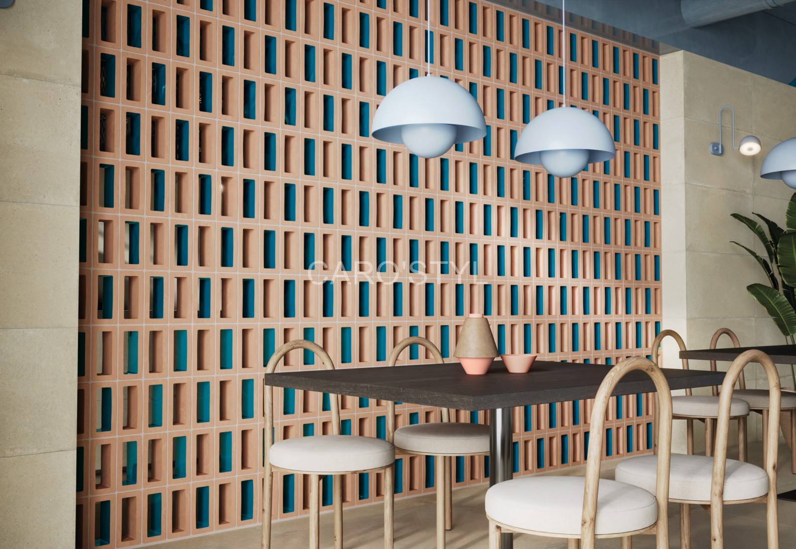 Mur ajouré en grès cérame posé sur muret extérieur à Sanary.