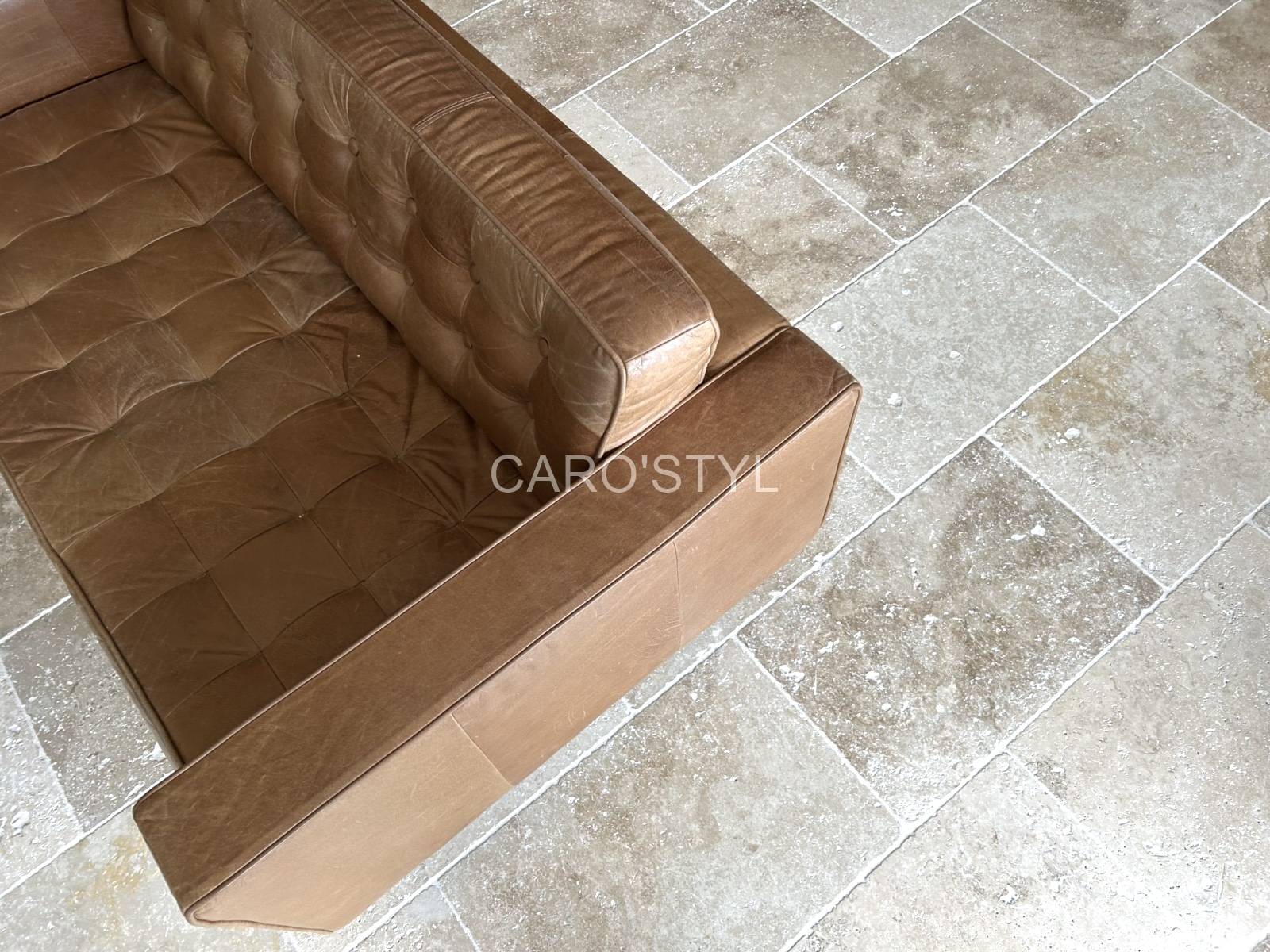 Dallage 40x60 cm en travertin, résistant aux intempéries, idéal pour extérieur à Toulouse.