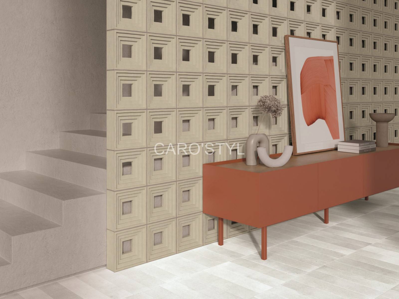 Délimitation d'un espace avec des cloisons en céramique dans le 83