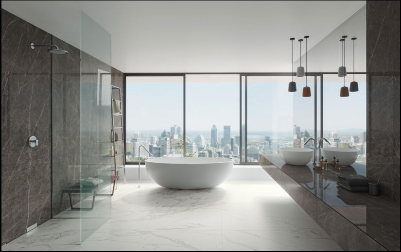 Carrelage en grès cérame inspiré de la tradition italienne, près de Paris