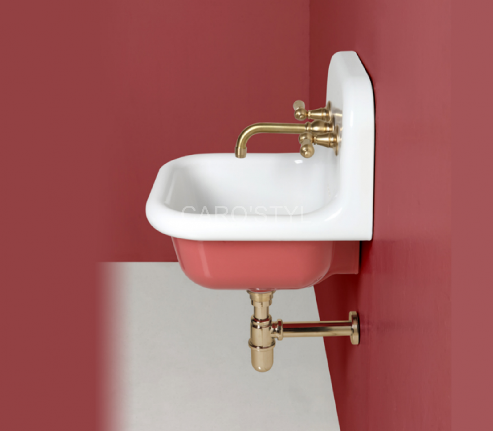 Lavabo rouge style vintage en céramique et personnalisable dans le VAR
