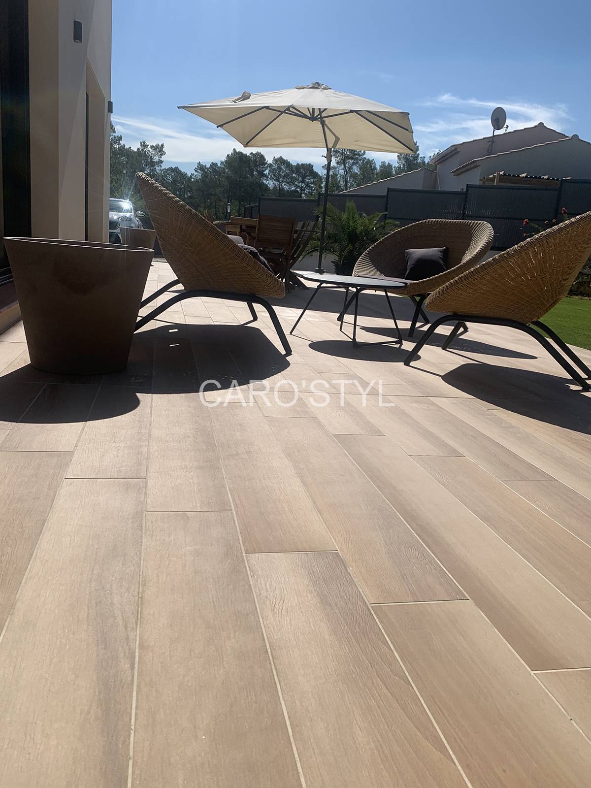 carrelage imitation bois terrasse