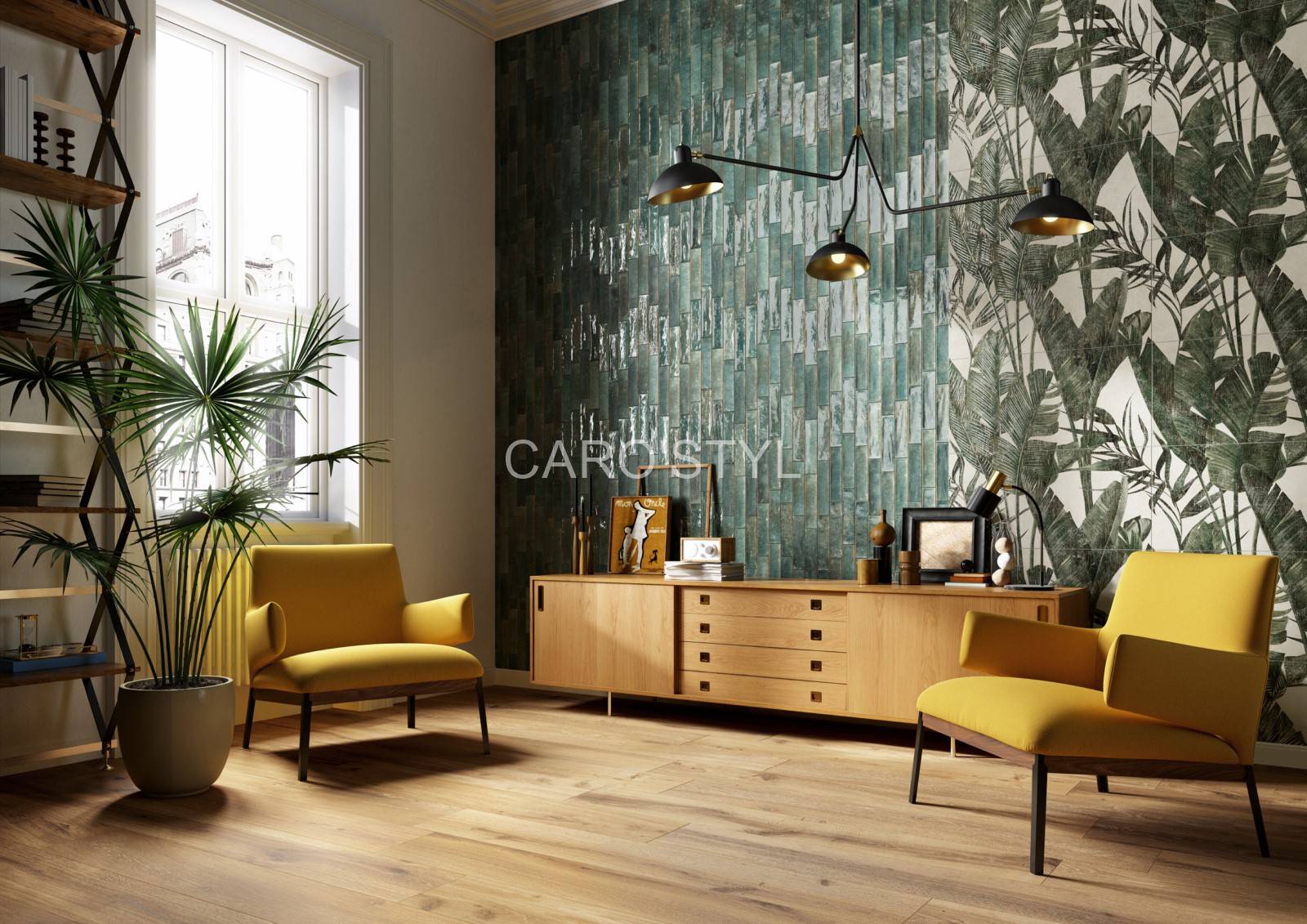 Murs de briquettes émaillées pour un salon design dans le Var