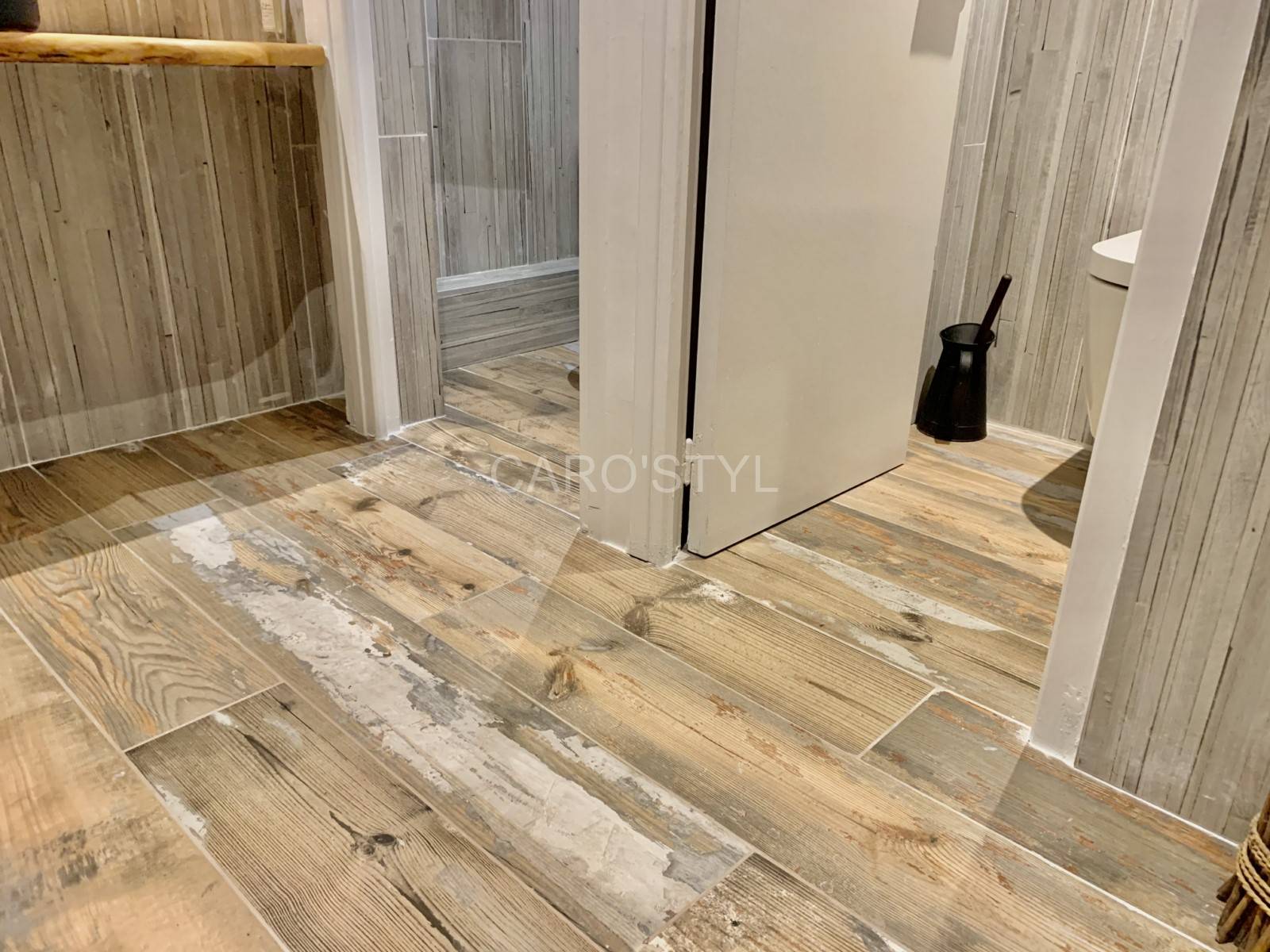 Harmonie entre carrelage au ur et au sol imitation bois à