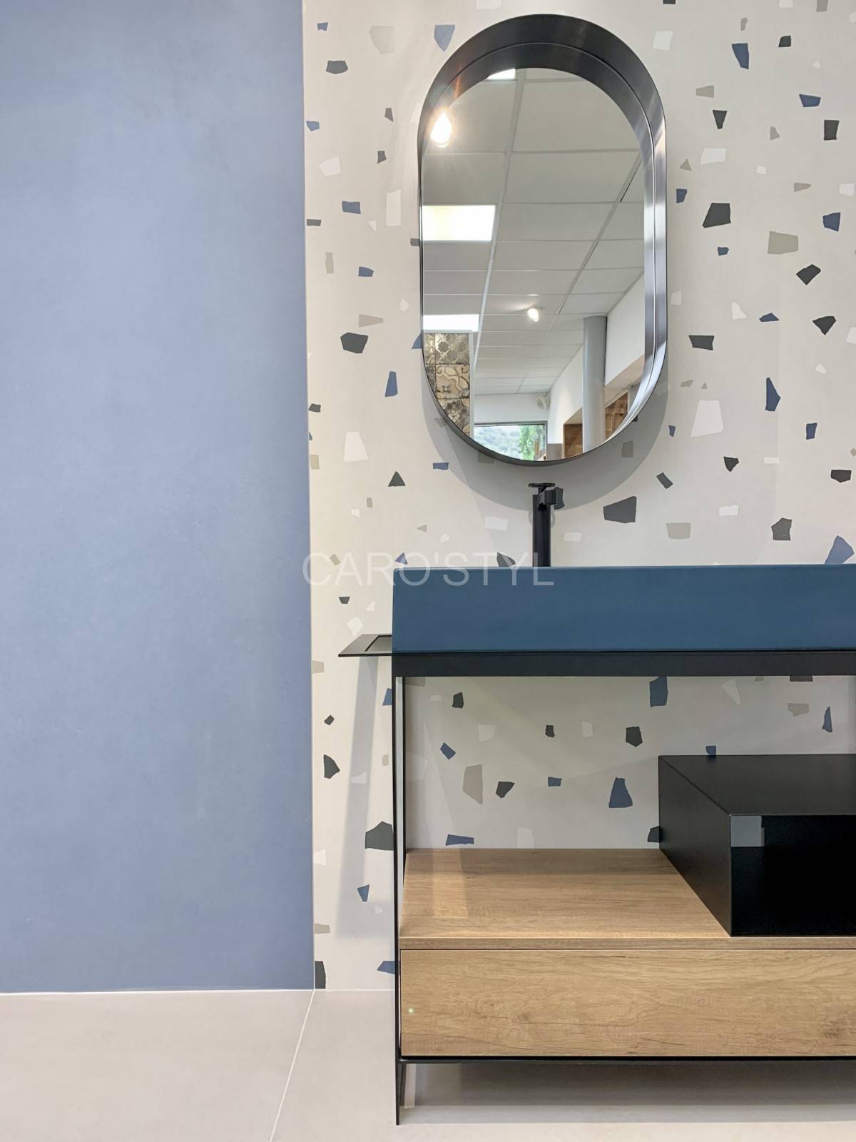 carrelage mur et sol salle de bain terrazzo hyeres