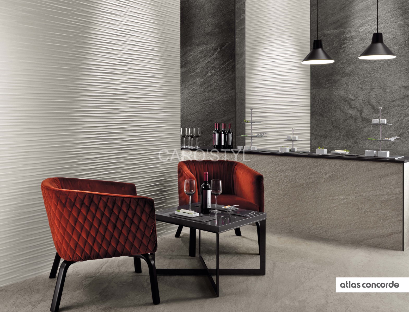 Carrelage 3 D Wall Atlas Concorde pour mur en grès cérame émaillé avec reliefs vers Hyères 83400 Var