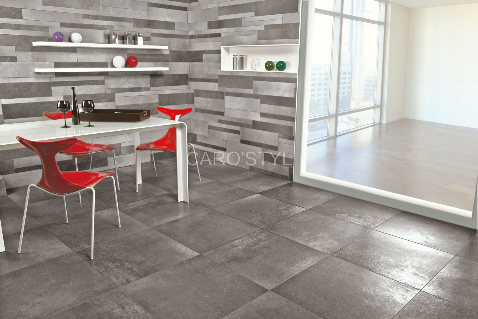 carrelage effet béton de tagina série warmstone en grès cérame anthracite vers la garde 83130 var