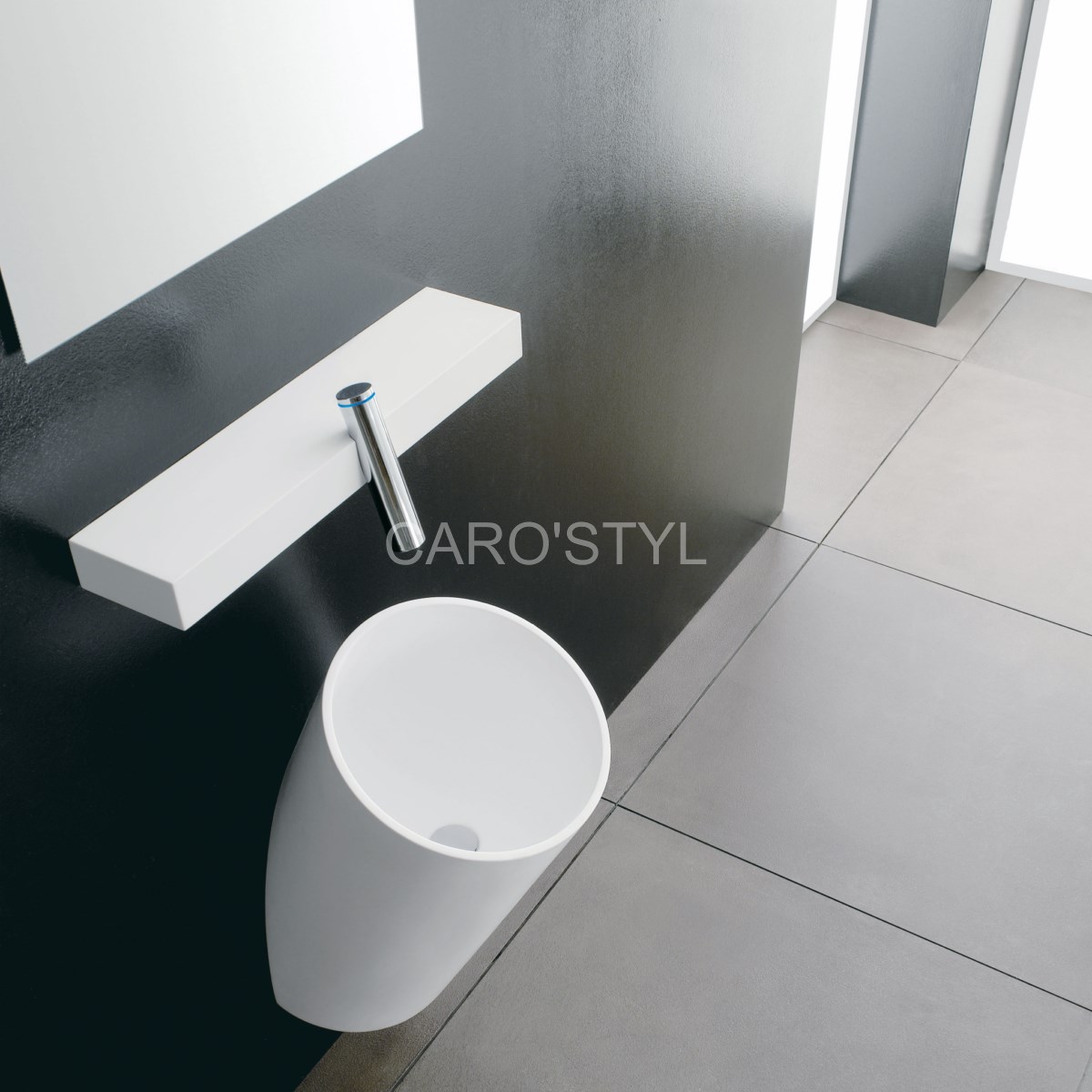 lavabo suspendu et mitigeur blok de treemme, blanc, vers salernes 83 var