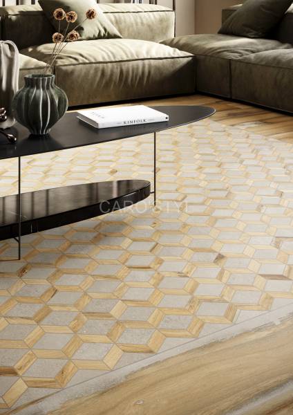 Carrelage traingle nut effet bois vieilli pour mon salon effet tapis à lyon et ciment